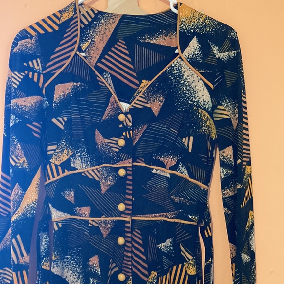 Vintage 1964-1974 abstract union made in USA Dress size small - Picture 1 of 11